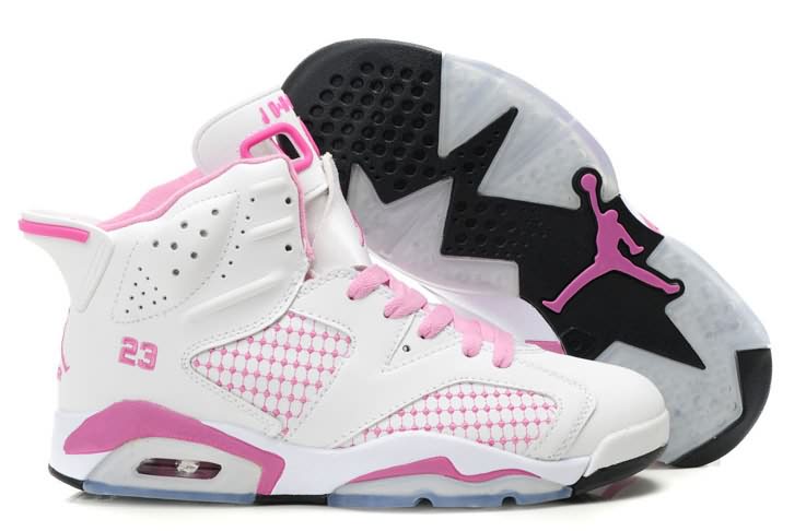 Hot Womens Air Jordan 6 (VI) Embroidery White Pink Durable